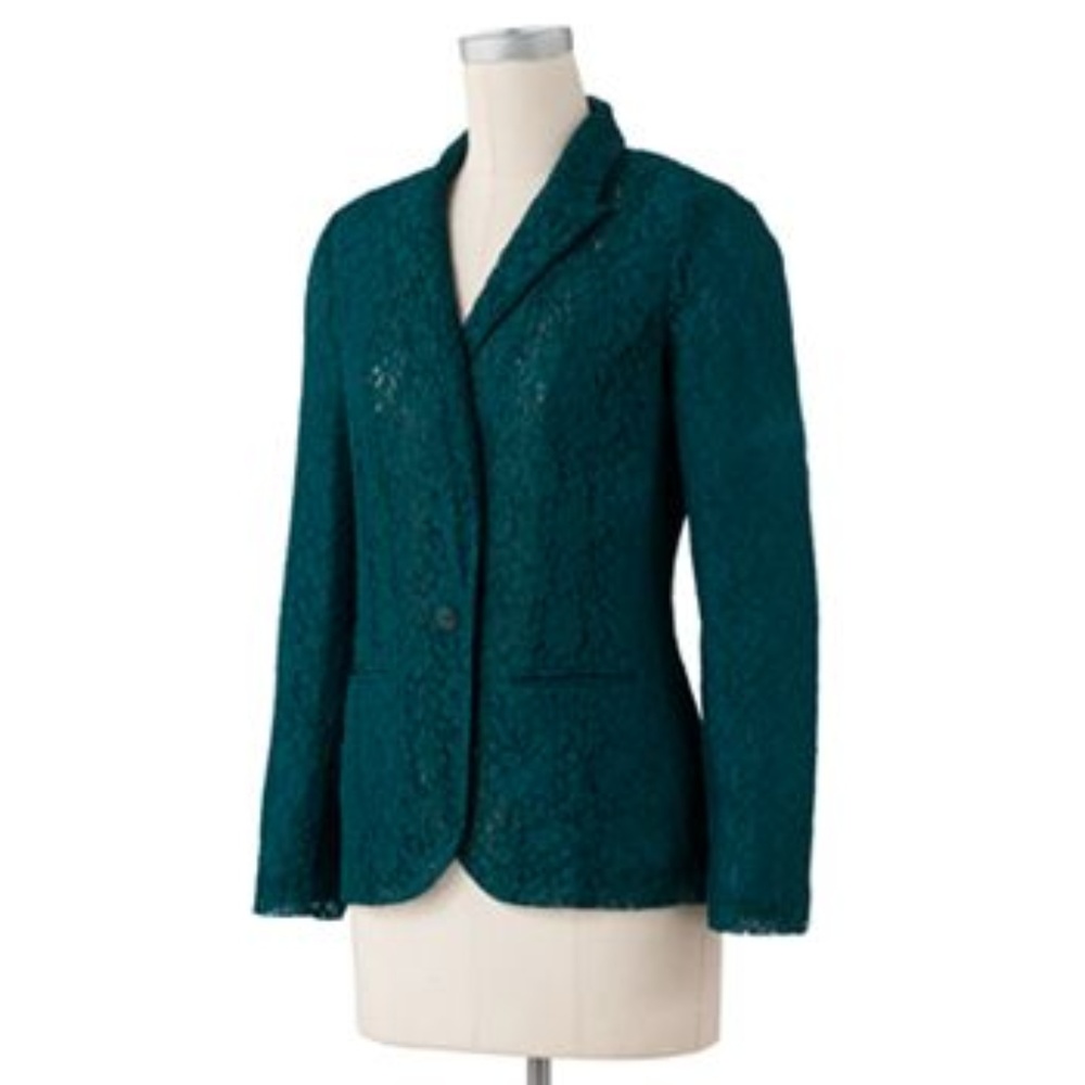 LC Lauren Conrad emerald lace blazer